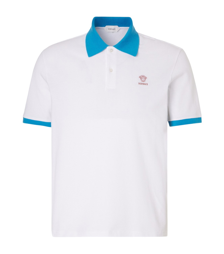 Photo: Versace Printed cotton piqué polo shirt
