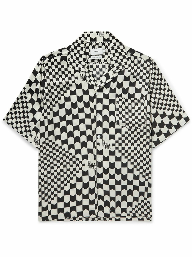 Photo: Rhude - Camp-Collar Checked Cotton-Twill Shirt - Black
