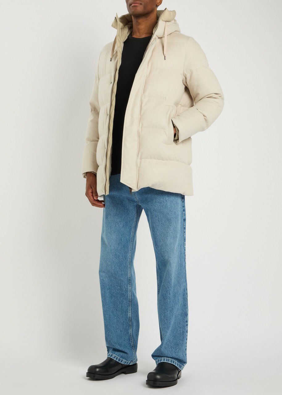 Herno Padded Silk and Cashmere-blend Parka Coat Stone