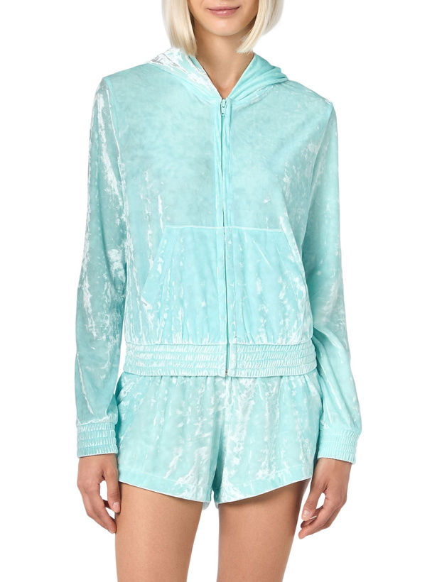 Photo: MC2 Saint Barth Woman Water Green Chenille Zipped Hoodie Jasmine