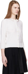 Thom Browne White Bobble Stitch 3/4 Sleeve Cardigan