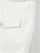 Brunello Cucinelli - Straight-Leg Pleated Cotton-Crepe Trousers - White