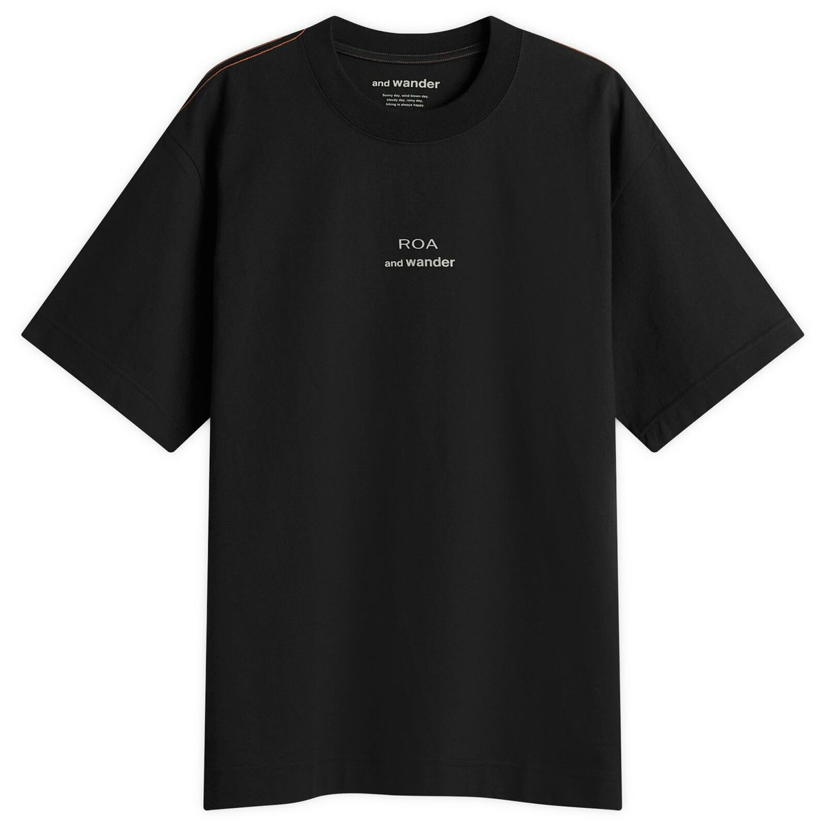 and wander Men's x ROA Logo Printed T-Shirt in Black
