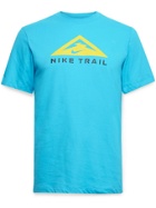 NIKE RUNNING - Trail Logo-Print Dri-FIT Cotton-Blend Jersey T-Shirt - Blue - M