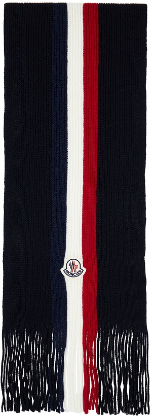 Photo: Moncler Navy Wool Tricolor Scarf