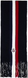 Moncler Navy Wool Tricolor Scarf