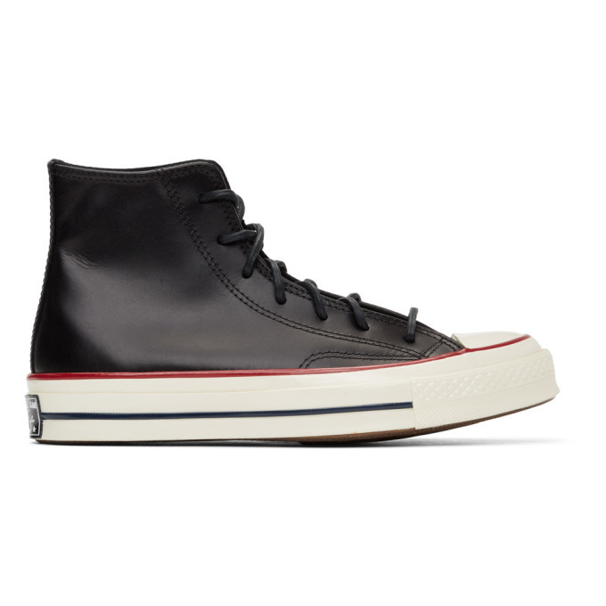 Photo: Converse Black Leather Chuck 70 Hi Sneakers