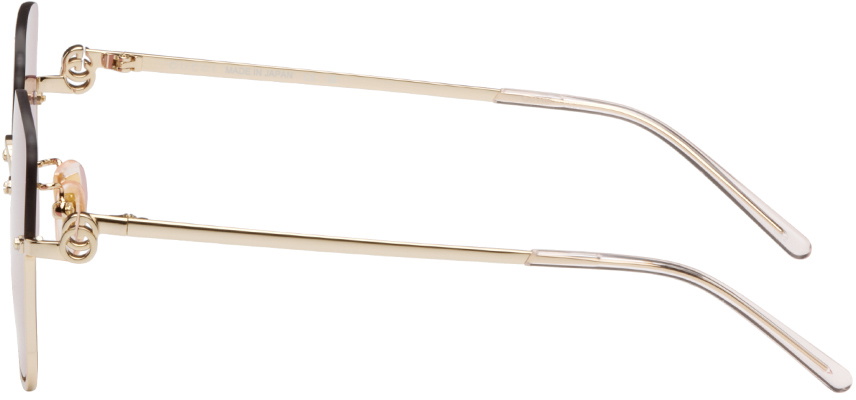 SIGNATURE SQUARE SUNGLASSES 567473 IN GOLD METAL MONOGRAM ON LENSES