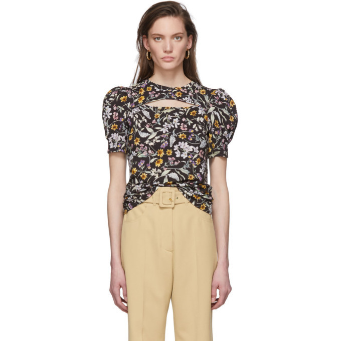 Photo: Les Reveries Black Floral Cut-Out T-Shirt