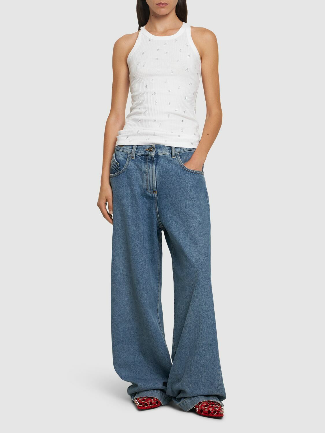 THE ATTICO Low Rise Wide Jeans The Attico