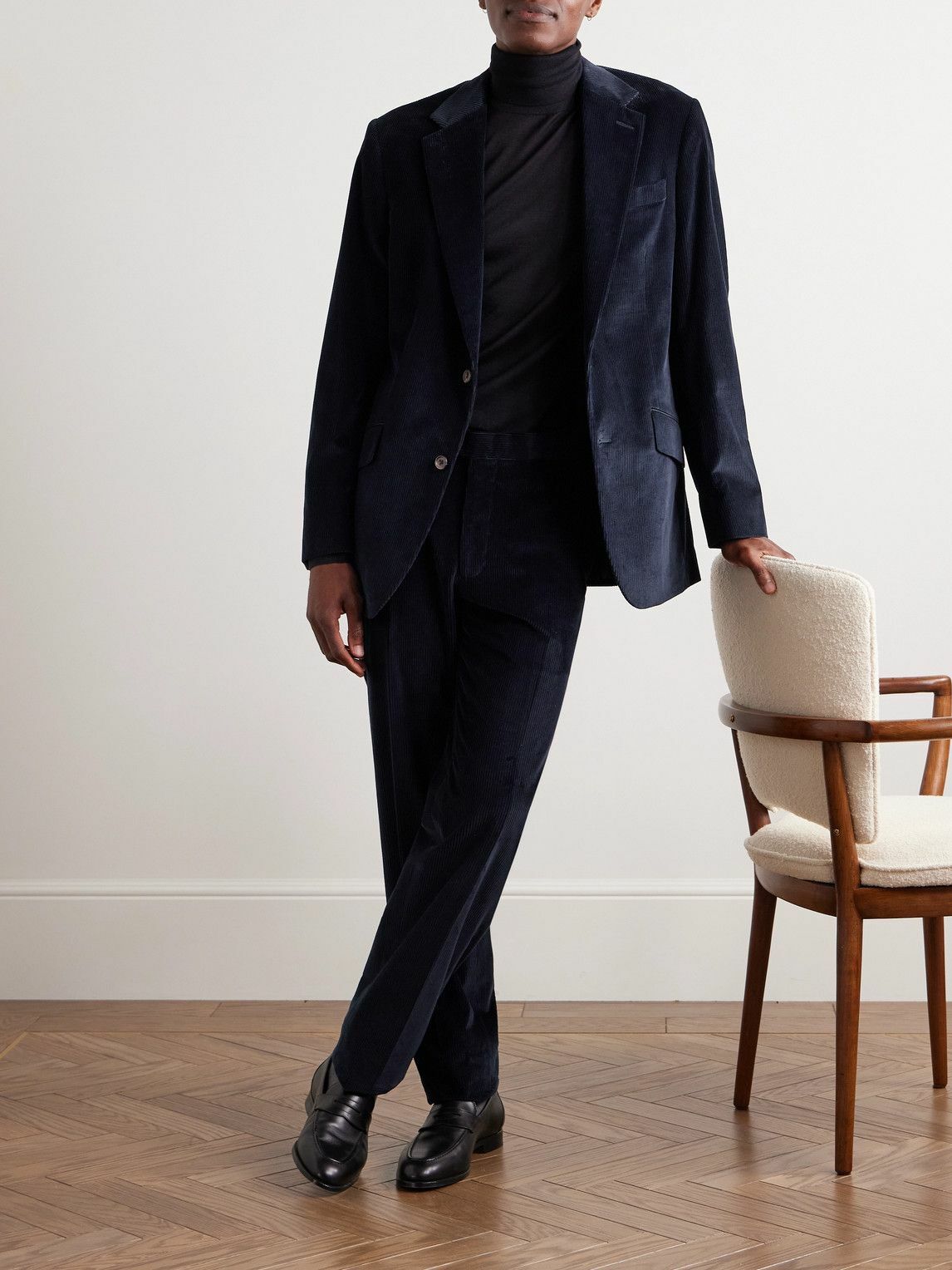 Richard James - Chapman Slim-Fit Straight-Leg Cotton-Corduroy Suit Trousers - Blue