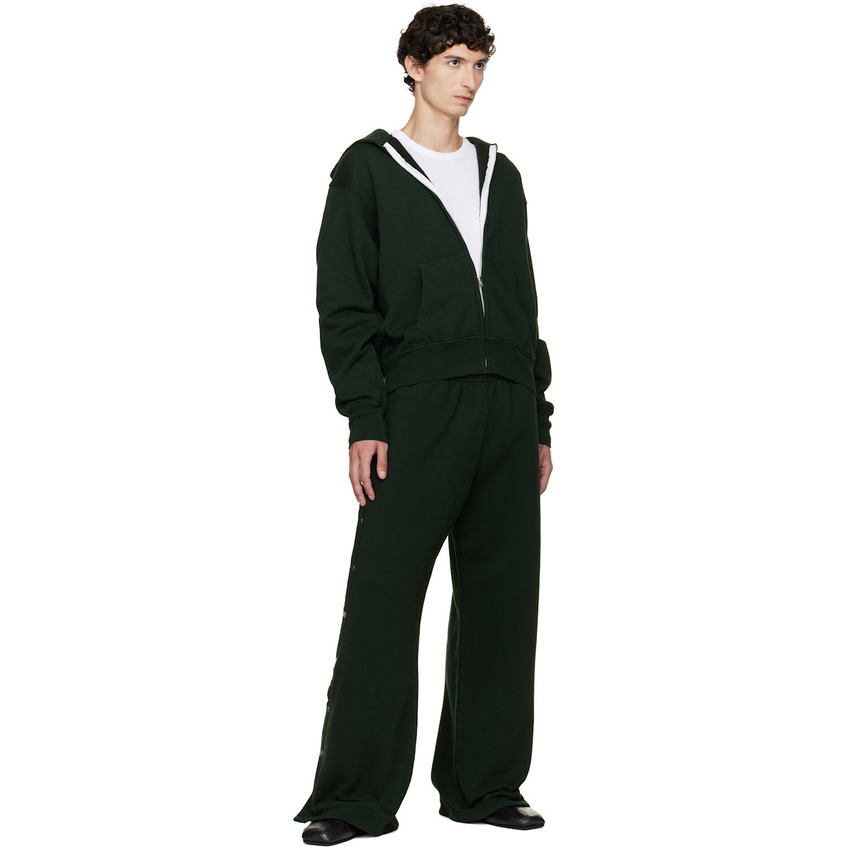 Les Tien Green Heavyweight Party Snap Sweatpants