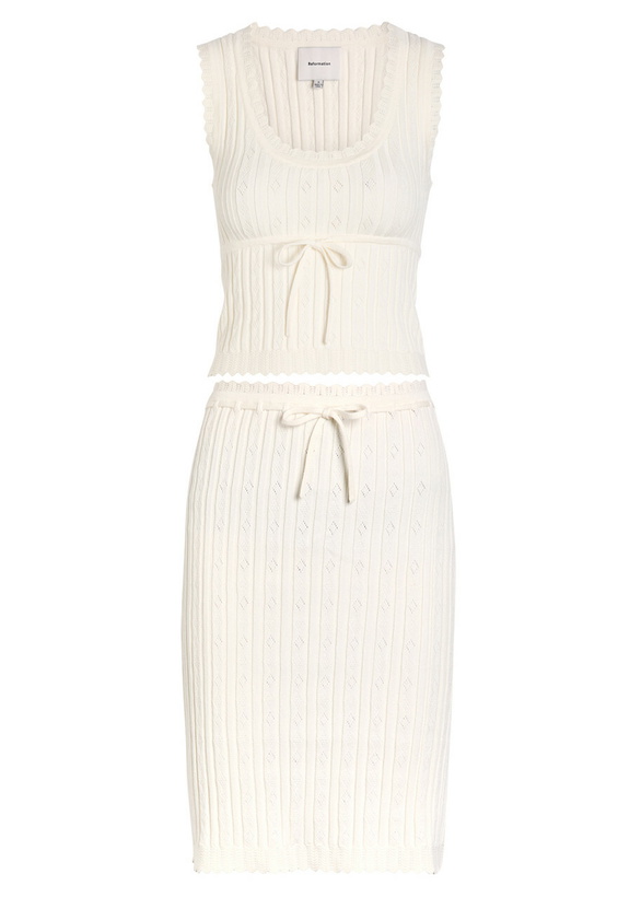 Photo: Reformation Erin Pointelle Stretch-cotton top and Skirt set Cream