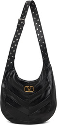 Valentino Garavani Black Boho Nappa Leather Chevron Pattern Bag