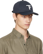 TOM FORD Navy Canvas & Smooth Leather Cap