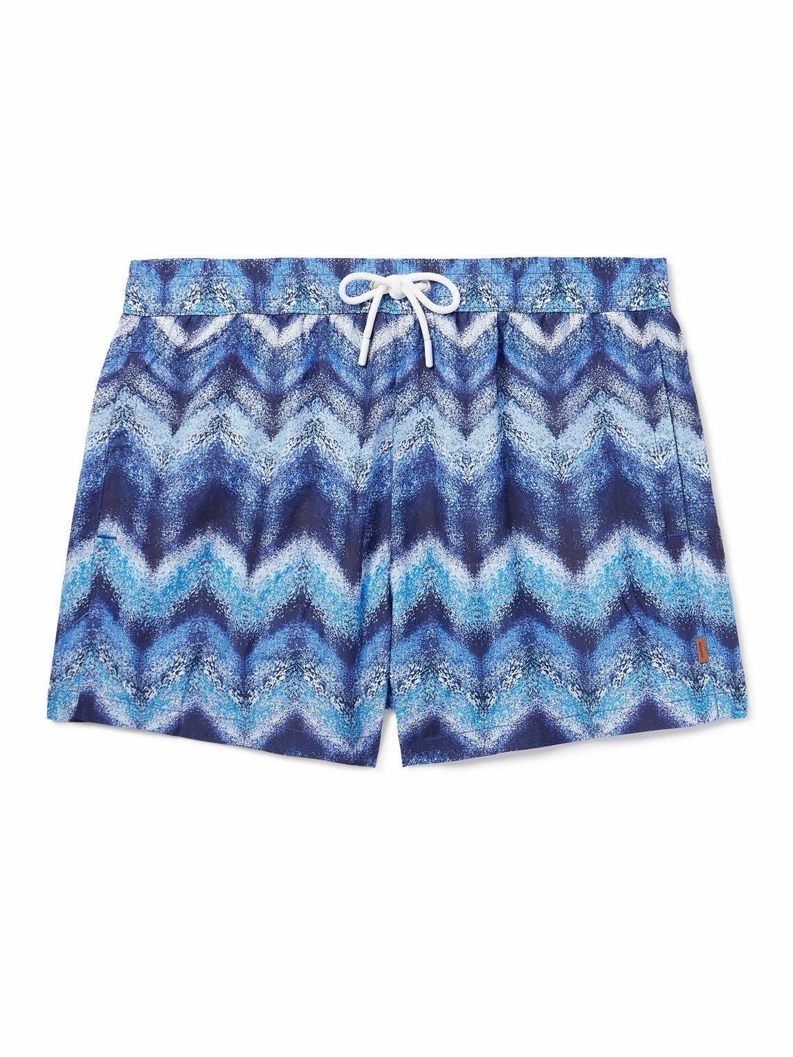 Missoni - Straight-Leg Mid-Length Striped Swim Shorts - Blue