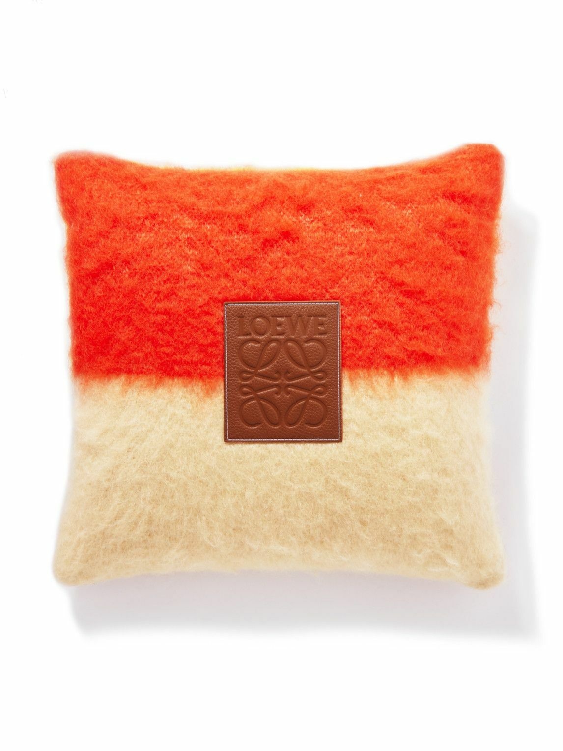 Photo: LOEWE - Logo-Appliquéd Two-Tone Mohair-Blend Cushion