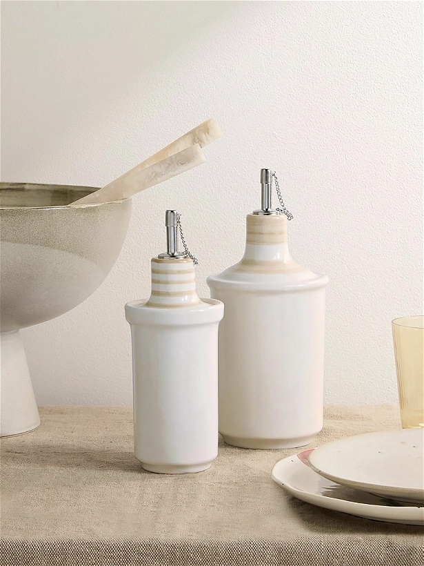 Photo: Brunello Cucinelli - Striped Ceramic Oil and Vinegar Dispenser Set