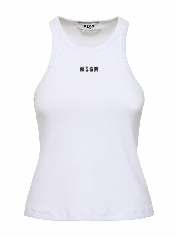 Photo: MSGM Cotton Jersey Logo Tank Top