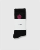 Arte Antwerp Circle Flower Print Embroidery Socks Black - Mens - Socks