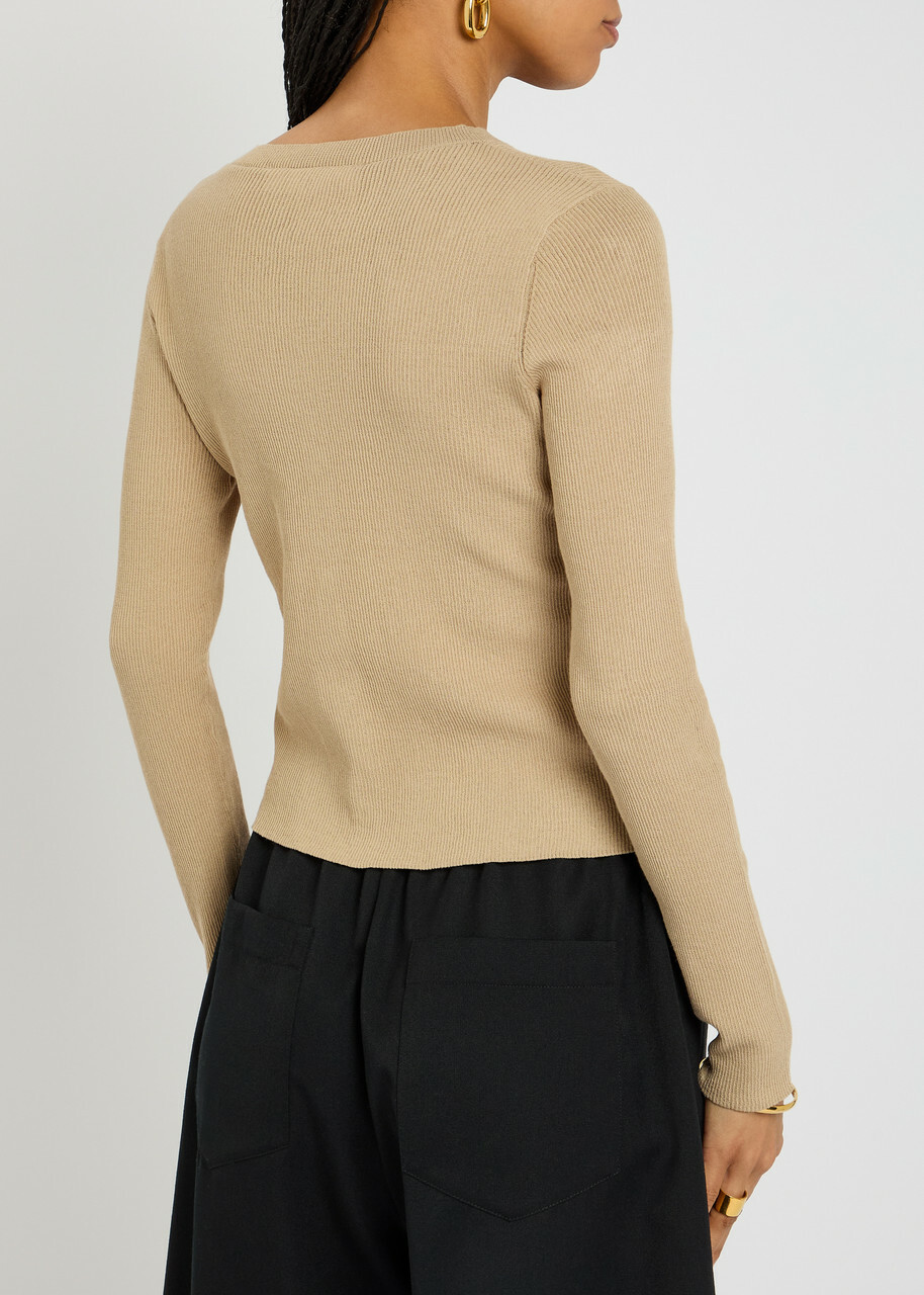 Day Birger ET Mikkelsen Briggs Ribbed Cotton-blend Cardigan Beige
