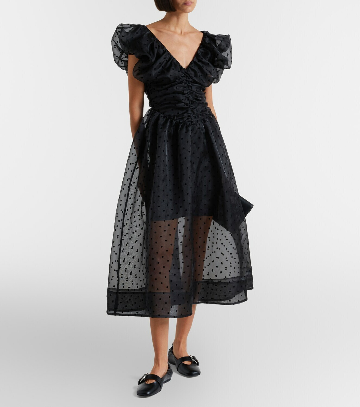 Ganni Polka-dot organza midi dress GANNI