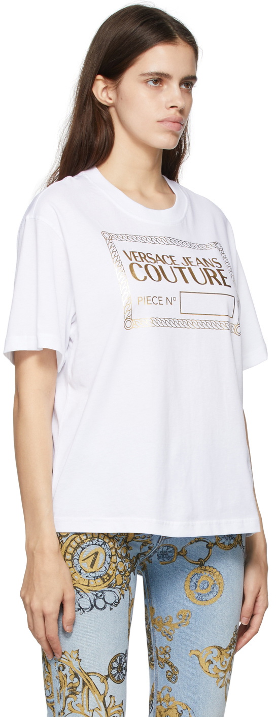 Versace Jeans Couture White & Gold Logo TShirt Versace