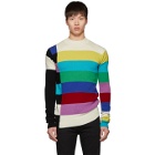 Christian Dada Multicolor Wool Bars Mock Neck Sweater