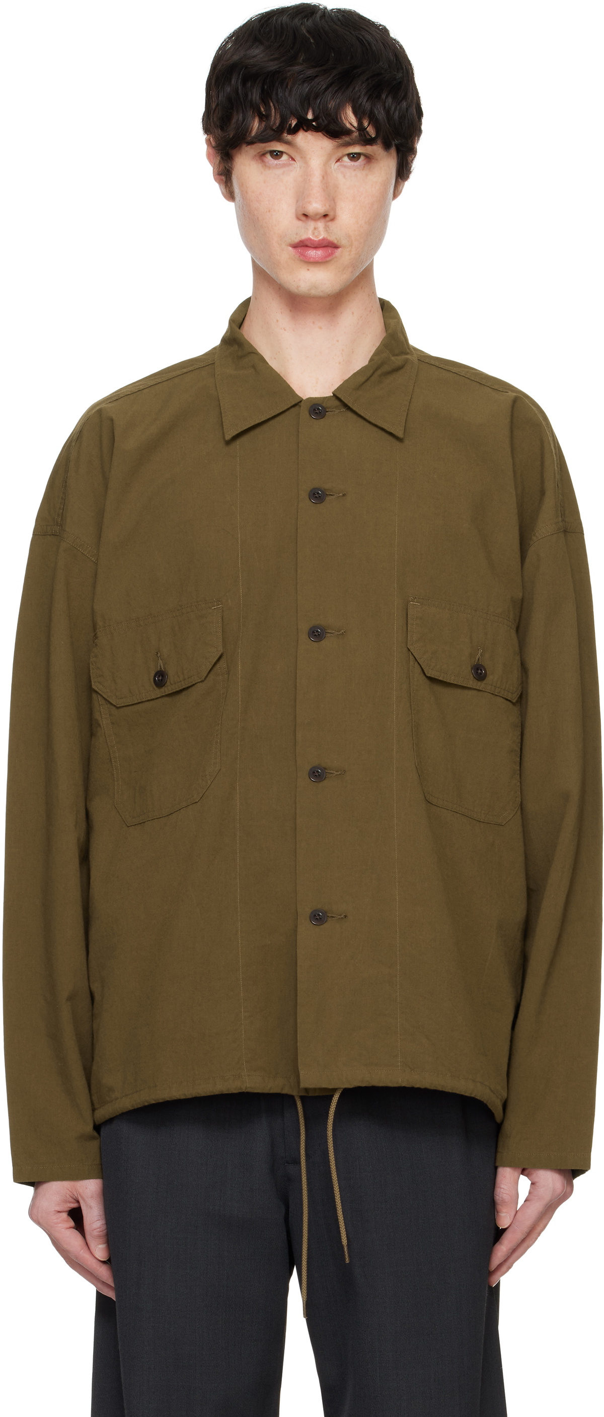 トップス nanamica Deck Shirt nanamica Brown Cotton Wool Deck Shirt Nanamica