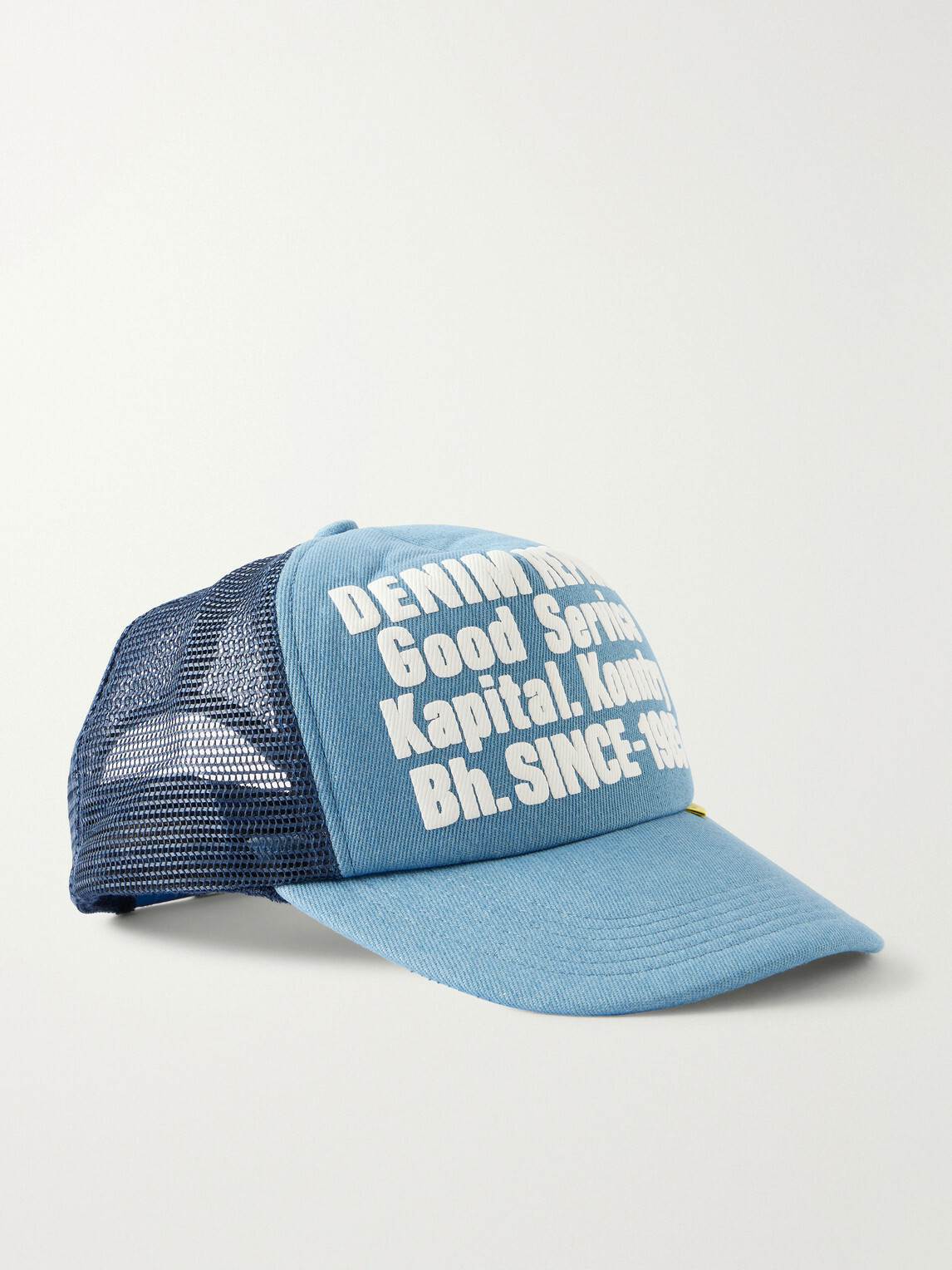 KAPITAL - Denim Repair Service Fleece-Trimmed Printed Scuba Trucker Cap