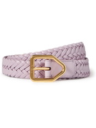 TOM FORD - 2.5cm Woven Leather Belt - Purple