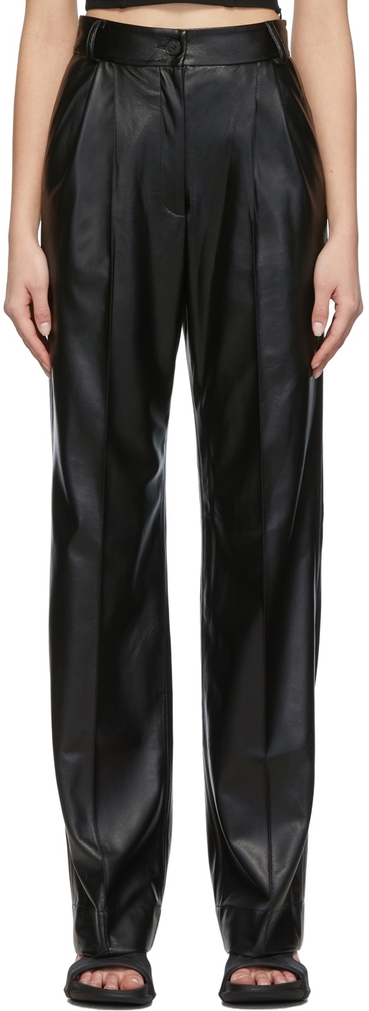 Matériel Tbilisi Black Faux-Leather Pleated Trousers Materiel Tbilisi