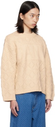 GANNI Beige Wool & Cotton Sweater