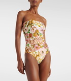 Zimmermann Golden belted floral swimsuit