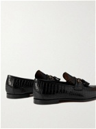 TOM FORD - Sean Croc-Effect Leather Tasselled Loafers - Black