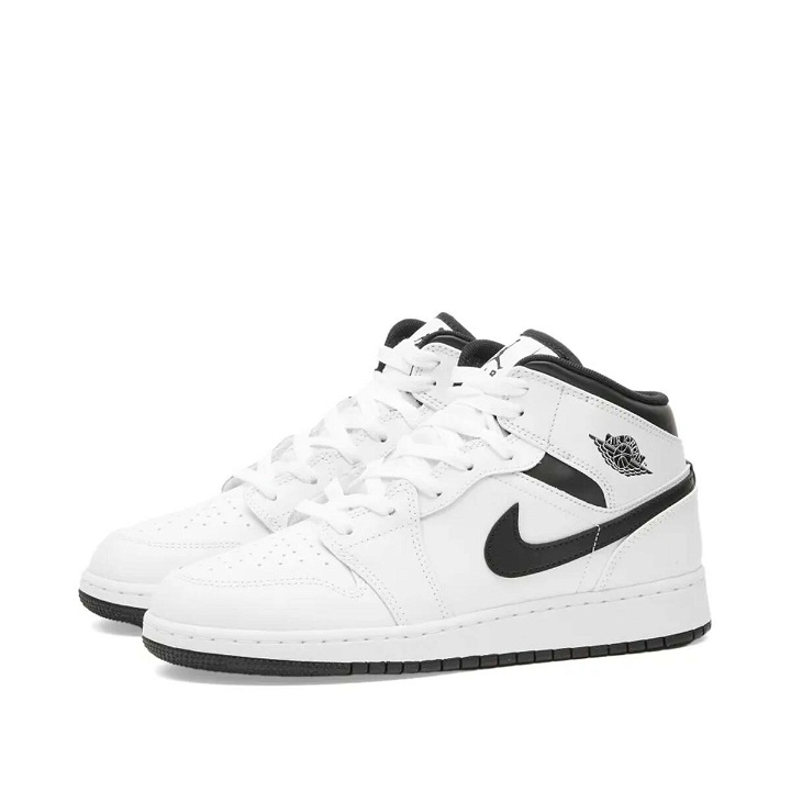 Photo: Air Jordan 1 Mid GS Sneakers in Black/White