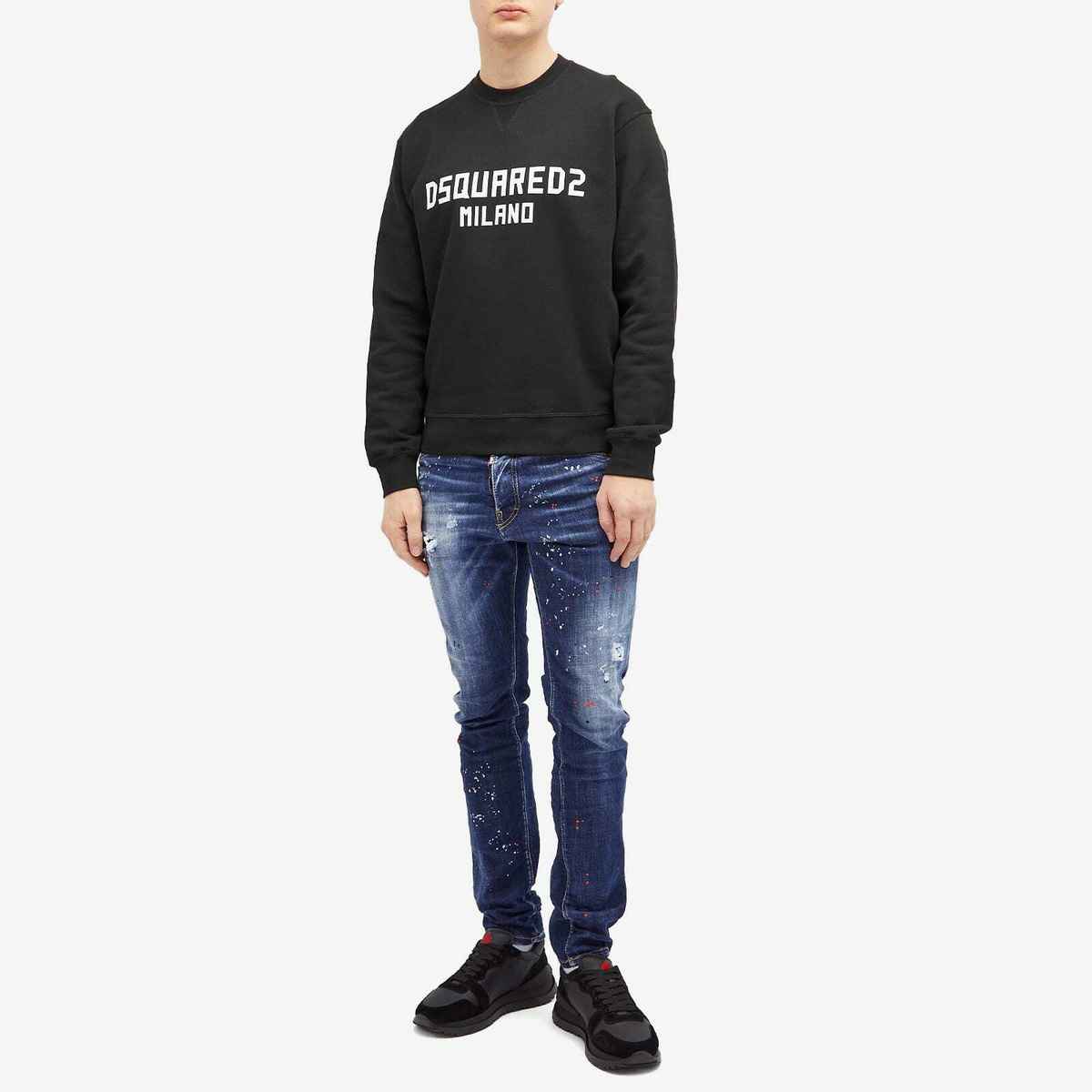 Dsquared2 Men's Cool Fit Crew Sweat in Black/White Print