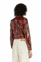 Diesel Patent-leather jacket with large belt - Leather jackets Womens in Red