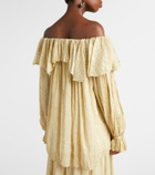 Xu Zhi Ruffled striped silk-blend top