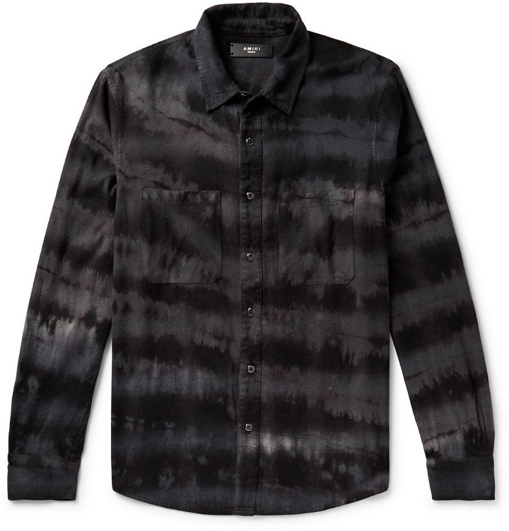 Photo: AMIRI - Tie-Dyed Cotton-Blend Flannel Shirt - Black