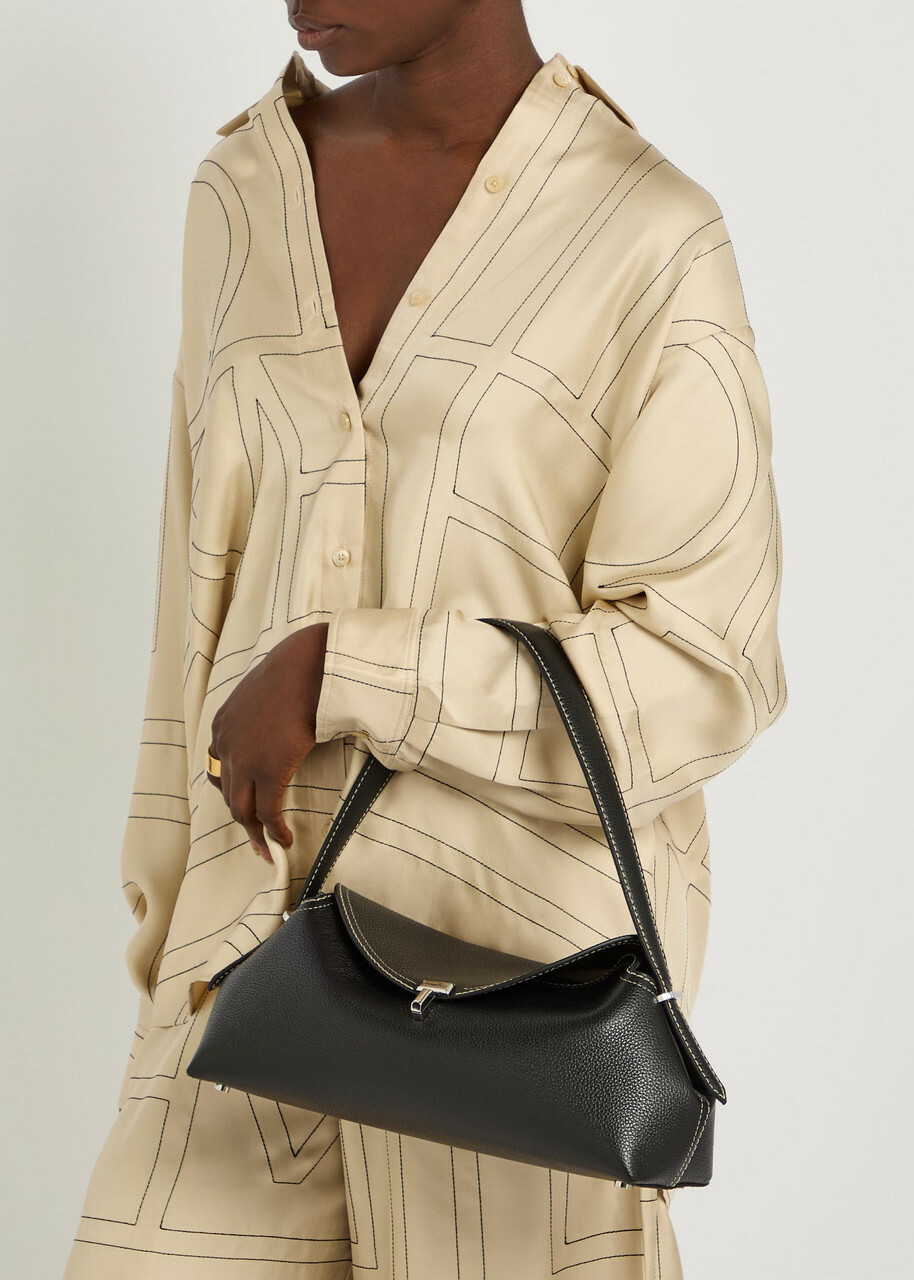 Toteme T-lock Grained Leather Shoulder bag - Black - One Size
