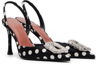 Amina Muaddi Black Camelia Sling 90 Heels
