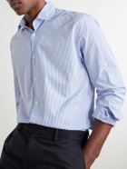 Sunspel - Striped Classic-Collar Cotton-Poplin Shirt - Blue