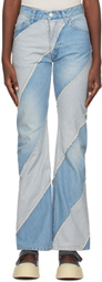 PERVERZE SSENSE Exclusive Blue Nano Mist Denim-Bias Line Jeans
