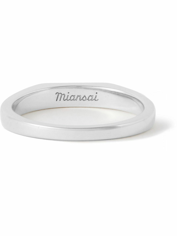 Photo: Miansai - Thin Geo Sterling Silver Blackened Diamond Ring - Silver