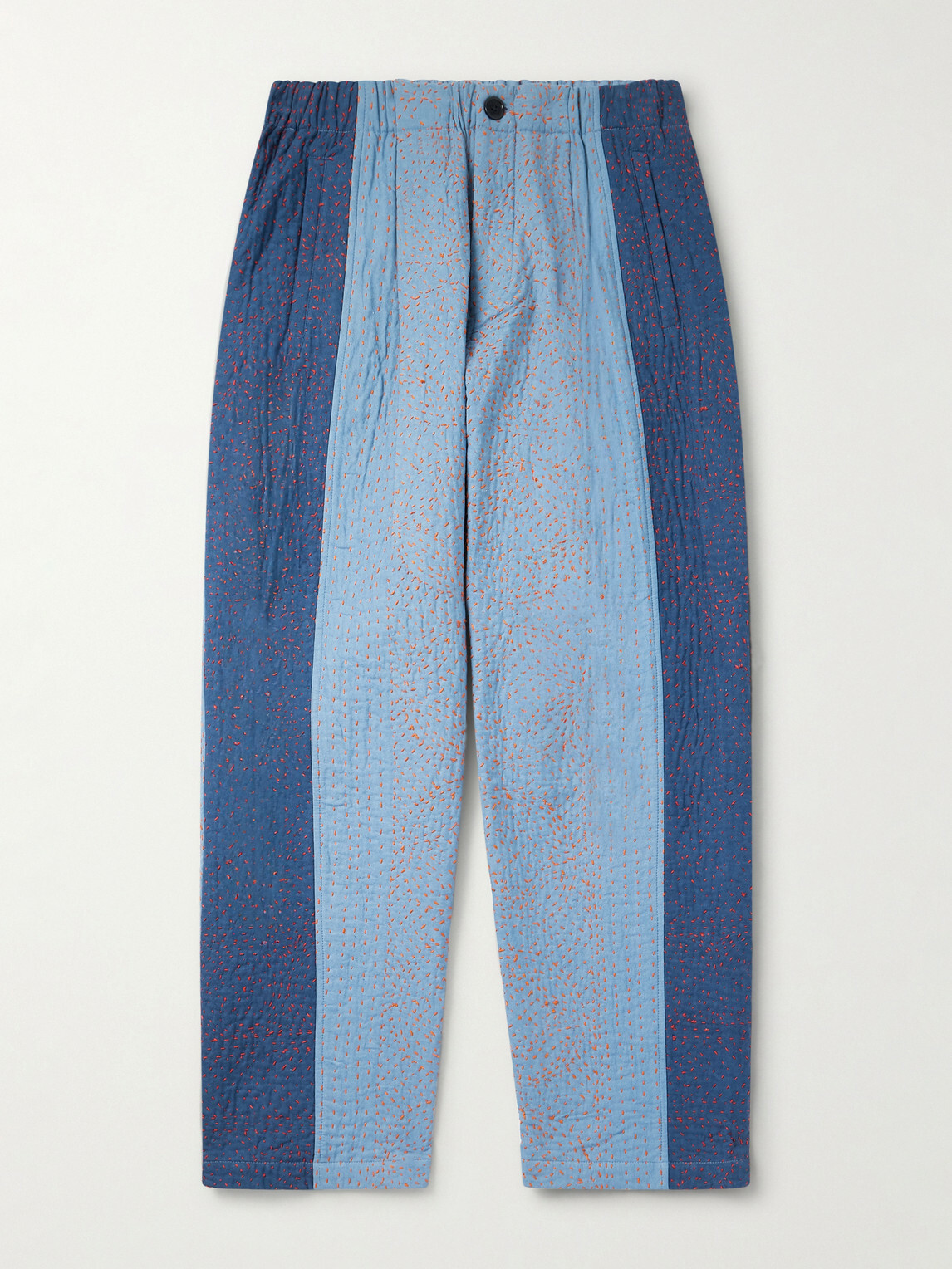 Kardo - Taka Straight-Leg Embroidered Cotton Trousers - Blue