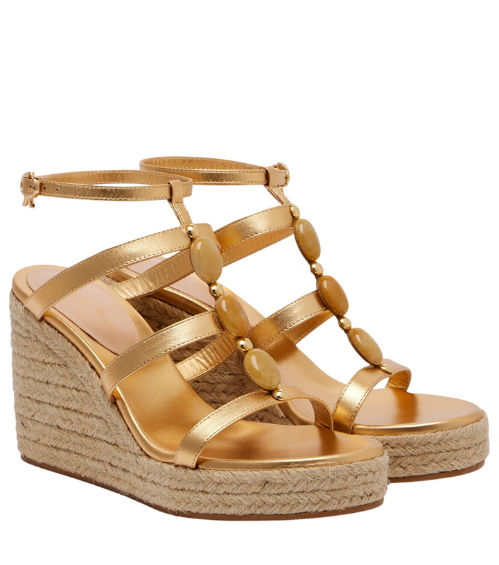 Photo: Gianvito Rossi Shanti leather espadrille wedges