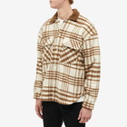 Represent Men's Sherpa Check Shirt Jacket in Brown/Bone