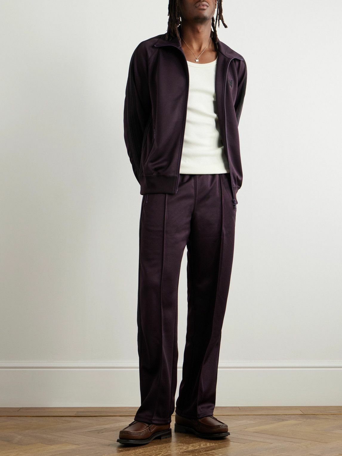 Needles - Straight-Leg Webbing-Trimmed Tech-Jersey Track Pants