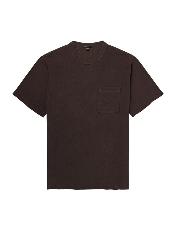 Photo: James Perse - Distressed Cotton-Jersey T-Shirt - Brown